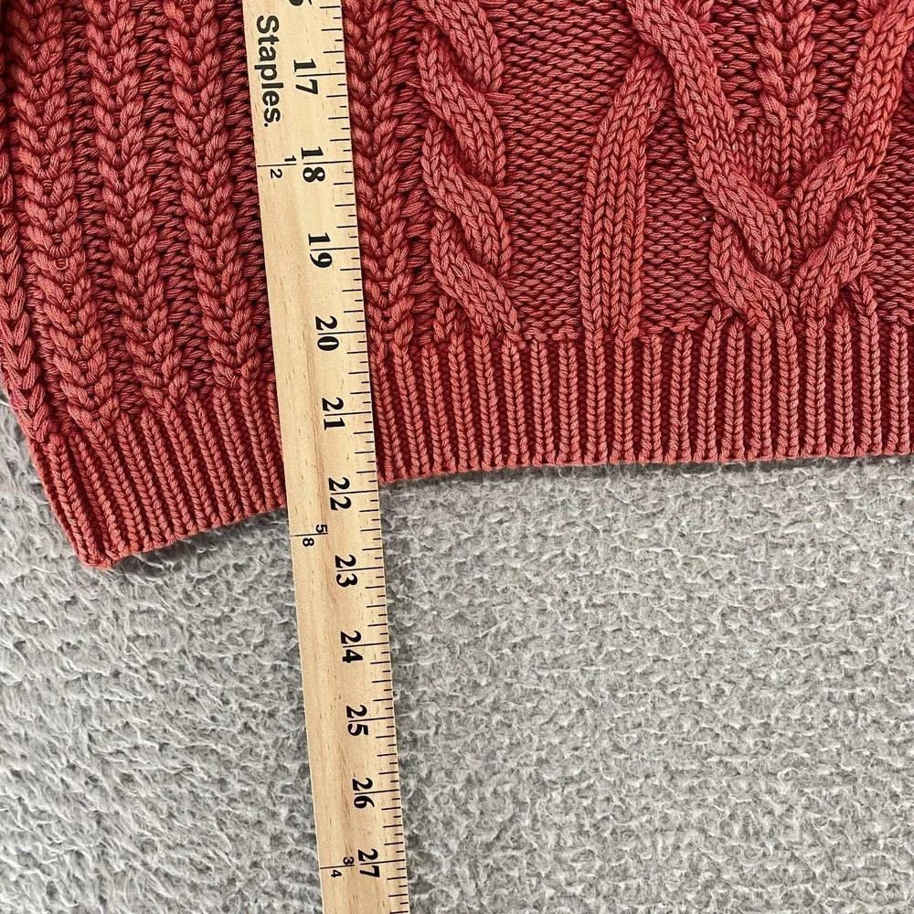 Free People‎ Frankie Sweater Womens Small Red Cable Knit Chunky Crew 100% Cotton